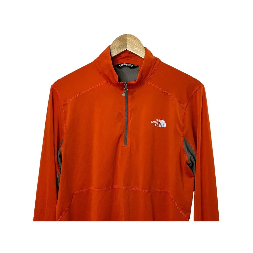 The North Face Orange & Gray Long Sleeve 1/4 Zip Pullover Shirt Men's Medium